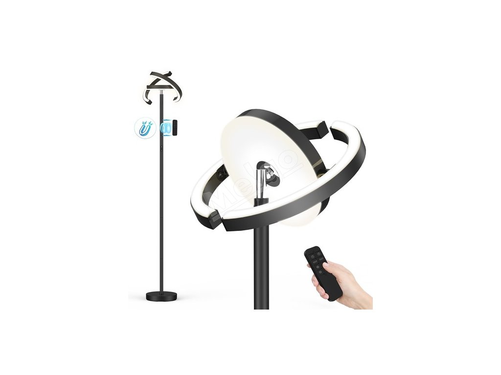 FIMEI PY-F1202 LED Floor Lamp, Central Downward Light, 3000K-6000K Color Temperature, Stepless Dimming, Remote Control/Touch Control, for Living Room - Black