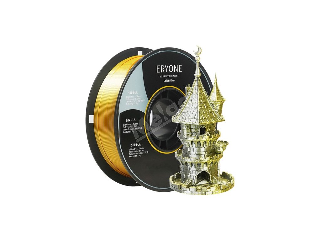 ERYONE Dual Color Silk PLA Filament for 3D Printers, 1.75mm Tolerance +/- 0.03mm, 1kg (2.2LBS)/Spool - Gold and Grey