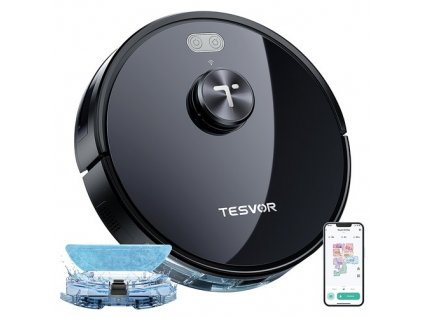 Tesvor S5 Max Robot Vacuum Cleaner, 3 in 1 Vacuum Mopping Sweeping, 6000Pa Suction, LiDAR Navigation, 600ml Dust Box, 5200mAh Battery, Max 260 Mins Runtime, App/Voice Control