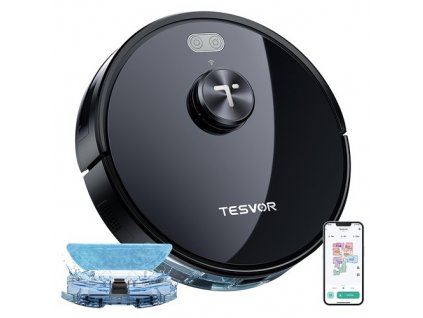 Tesvor S5 Robot Vacuum Cleaner, 3 in 1 Vacuum Mopping Sweeping, 3000Pa Suction, LiDAR Navigation, 600ml Dust Box, 2600mAh Battery, Max 180 Mins Runtime, App/Voice Control