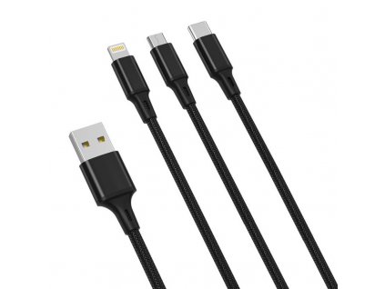 Kábel XO 3v1 USB-C / Lightning / Micro 2,4A, 1,2 m (čierny)