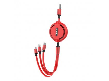 USB kábel Dudao L8H 3v1 USB-C / Lightning / Micro 2,4A, 1,1 m (červený)