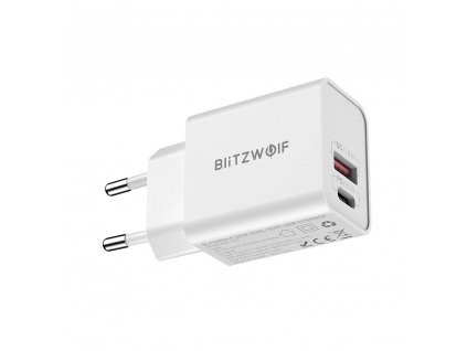 Sieťová nabíjačka Blitzwolf BW-S20, USB, USB-C, 20 W (biela)