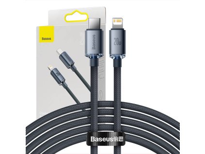 Baseus Crystal kábel USB-C na Lightning, 20W, PD, 2 m (čierny)