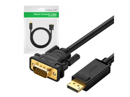 113427 kabel displayport na vga ugreen dp105 fullhd jednosmerny 1 5 m cierny