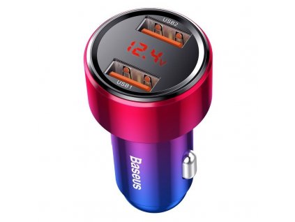 113514 baseus magic car charger 2x usb qc 3 0 45w cervena modra