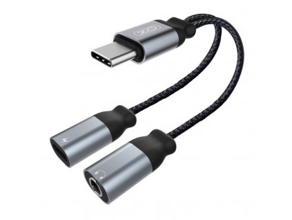 Audio adaptér Type-c na Type-c + Jack 3,5 mm XO NBR160B Funkcia prenosu Bluetooth (čierny)