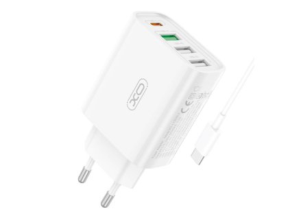 Sieťová nabíjačka XO L120 1xUSB-C,20W ,1x USB-1, 18W s káblom USB-C (biela)