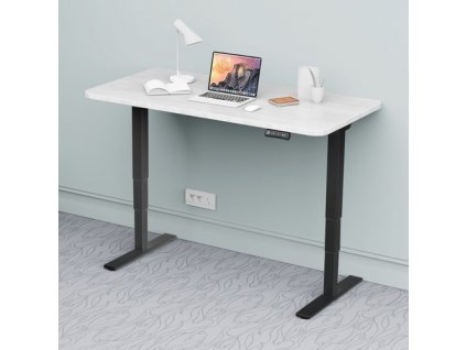 ACGAM ET225E Ergonomic Electric Height Adjustable Desk Frame Dual-motor Three-stage Legs Black + 140*60*1.8 CM Table Top White