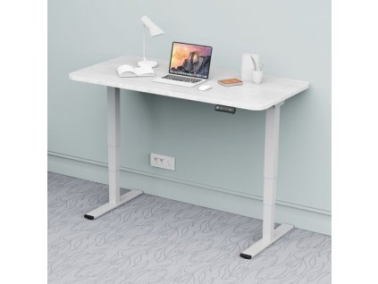 ACGAM ET225E Ergonomic Electric Height Adjustable Desk Frame Dual-motor Three-stage Legs White +140*60*1.8 CM Table Top White
