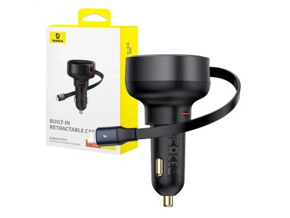 Nabíjačka do auta Baseus Enjoyment Pro s káblom lightning + USB-C , 55 W (čierna)