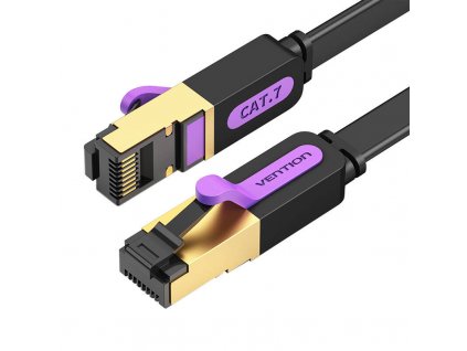 Plochý sieťový kábel UTP CAT7 Vention ICABD RJ45 Ethernet 10Gbps 0,5 m čierny