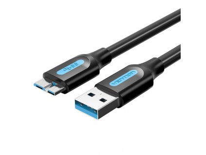 Plochý kábel USB 3.0 A na Micro-B Vention COPBI 2A 3 m čierny PVC