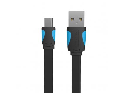 Plochý kábel USB 2.0 A na mini 5-pin Vention VAS-A14-B050 2A 0,5 m čierny