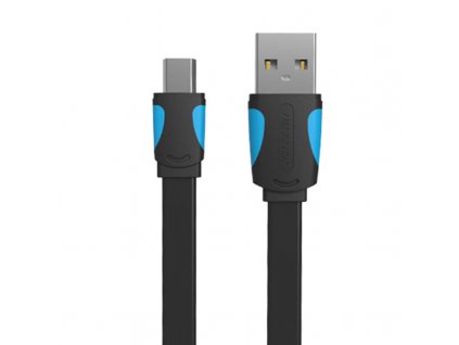 Plochý kábel USB 2.0 A na mini 5-pin Vention VAS-A14-B100 2A 1m čierny