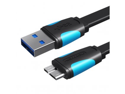 Plochý kábel USB 3.0 A na Micro-B Vention VAS-A12-B025 0,25 m čierny