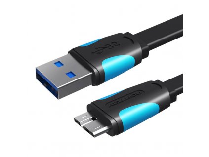 Plochý kábel USB 3.0 A na Micro-B Vention VAS-A12-B050 0,5 m čierny