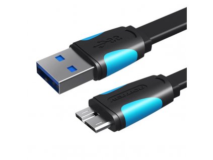 Plochý kábel USB 3.0 A na Micro-B Vention VAS-A12-B150 1,5 m čierny