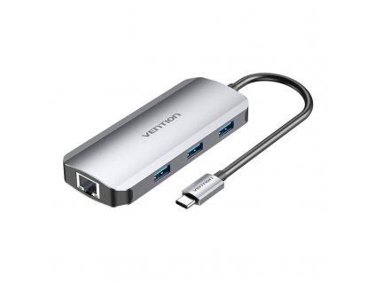 Dokovacia stanica USB-C na HDMI, 3x USB 3.0, RJ45, PD 0,15 m Vention TOHHB (sivá)