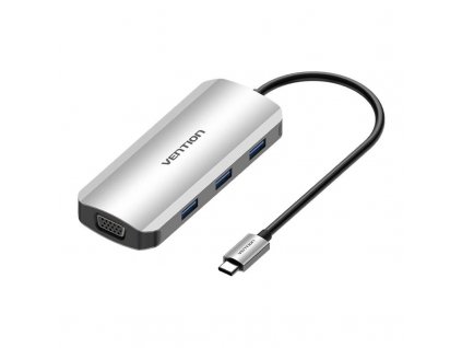 Dokovacia stanica USB-C na HDMI, VGA, 3x USB 3.0, PD 0,15 m Vention TOIHB (sivá)