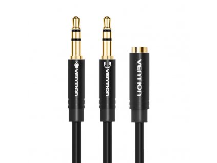 Audio kábel 2x 3,5 mm samec na 3,5 mm samica Vention BBUBY 0,3 m čierny