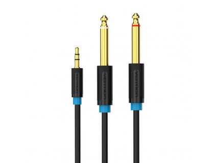Audio kábel TRS 3,5 mm na 2x samec 6,35 mm Vention BACBD 0,5 m čierny
