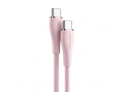 Kábel USB-C 2.0 na USB-C Vention TAWPF 1m, PD 100W, ružový silikón