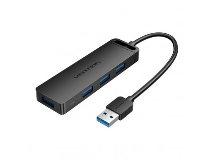 4-portový rozbočovač USB 3.0 s napájacím zdrojom Vention CHLBF 1m, čierny