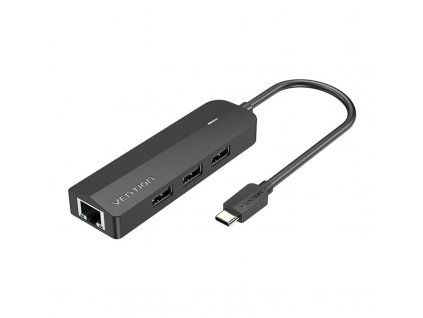 Rozbočovač USB-C na 3x USB 2.0, RJ45, Micro USB Vention TGOBB 0,15 m, čierny