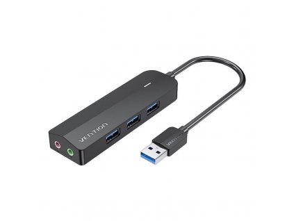 Rozbočovač USB 3.0 3-portový so zvukovou kartou 2x TRS 3,5 mm CHIBB 0,15 m čierny