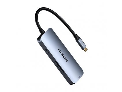 MOKiN 7 v 1 multiportový rozbočovač USB-C na 3x USB3.0+ SD/TF + HDMI + PD (strieborný)