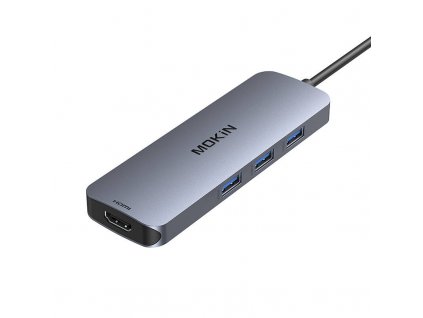 Adaptér MOKiN Hub 8v1 USB-C na 2x 4K 60Hz HDMI + USB-C + USB 3.0 + SD + Micro SD (strieborný)