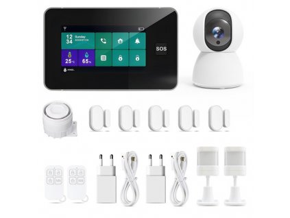 TALLPOWER G60 Wireless Home Alarm System, 12 Kits with 4MP Surveillance Camera, Siren, Sensors, 4.3inch Color Screen, 2.4G WiFi, Smart Life/Tuya App