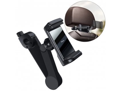 Držiak telefónu na opierku hlavy do auta Baseus s integrovanou 15W bezdrôtovou nabíjačkou Qi čierny (WXHZ-01)