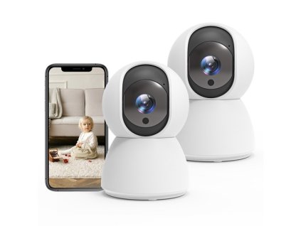 TALLPOWER C23 Indoor Surveillance Camera, Ultra HD 2K, 2.4GHz WiFi, Night Vision, Auto Tracking, Infrared LED, 360° Pan & Tilt, Two-way Audio - 2Pcs