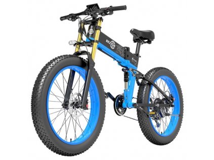 Bezior X-PLUS Electric Bike 1500W Motor 48V 17.5Ah Battery 26*4.0 Inch Fat Tire Mountain Bike 40Km/h Max Speed 200kg Load 130 KM Range LED Display IP54 Waterproof -Blue
