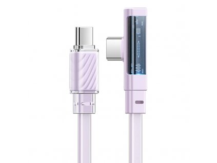 Kábel USB-C na USB-C Mcdodo CA-3454 90 stupňov 1,8 m s LED diódou (fialový)