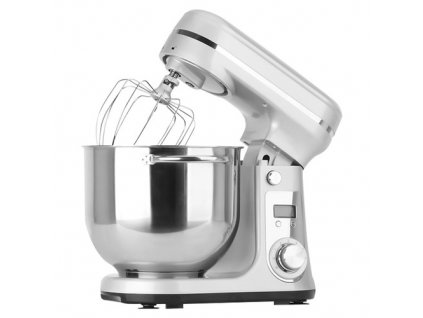 BioloMix BM601 1200W Kitchen Food Stand Mixer, Cream Egg Whisk, Cake Dough Kneader, 6L Capacity, Stainless Steel Bowl, 6-Speed, LED Display - Silver
