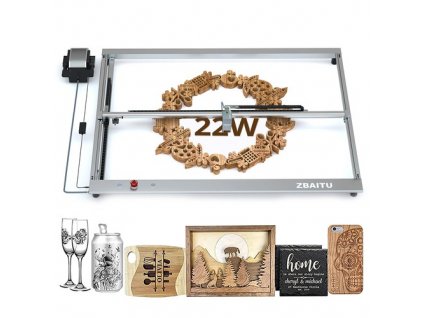 ZBAITU S60 20W Laser Engraver Cutter, 600mm/s Engraving Speed, Air Assist Nozzle, Emergency Stop Button, 32-bit Motherboard, Eye Protection, 80x60cm