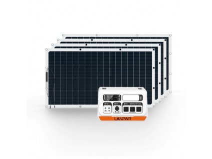 LANPWR 2200PRO 2200W Portable Power Station + 4x 200W Solar Panels, Balcony Solar System, 6000 Cycles, with On-grid Inverter, 12V/12A DC Output