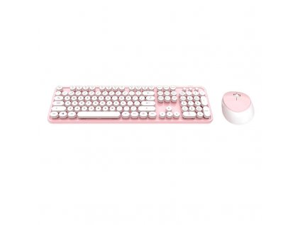 Set bezdrôtovej klávesnice a myši MOFII Sweet 2.4G (bielo-ružová)