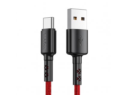 Kábel USB na USB-C Vipfan X02, 3A, 1,8 m (červený)