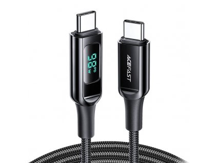 Kábel USB-C na USB-C Acefast C6-03 s displejom, 100 W, 2 m (čierny)
