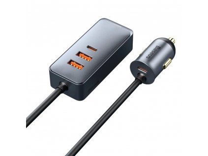 Baseus Share Together nabíjačka do auta 2x USB / 2x USB typu C 120W PPS Quick Charge Power Delivery sivá (CCBT-A0G)