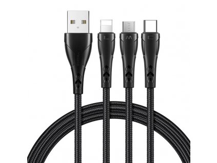 Kábel 3v1 USB na USB-C / Lightning / Micro USB, Mcdodo CA-6960, 1,2 m (čierny)