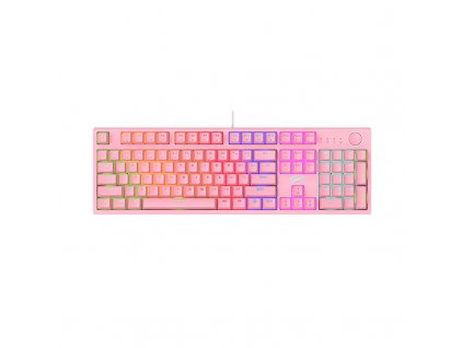 Havit KB871L Mechanická herná klávesnica RGB (ružová)