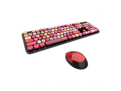 Set bezdrôtovej klávesnice a myši MOFII Sweet 2.4G (čierna a červená)