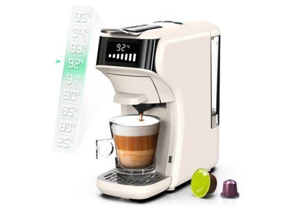 HiBREW H1B 5-in-1 Pods Coffee Maker, 600ml Water Tank, 19 Bar Pressure Extraction, Cold/Hot Mode, LED Indicator, for Kcup*/Nes*/DG*/Espresso Powder, Beige