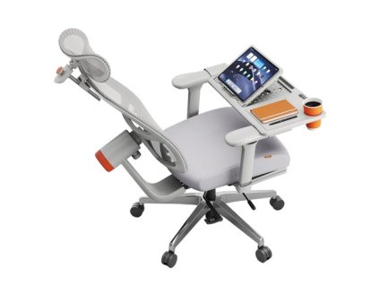 NEWTRAL MagicH-BPro Ergonomic Chair with Detachable Workstation Desktop, Auto-Following Backrest Headrest, Adaptive Lower Back Support, Adjustable Armrest, 4 Positions to Lock - Grey