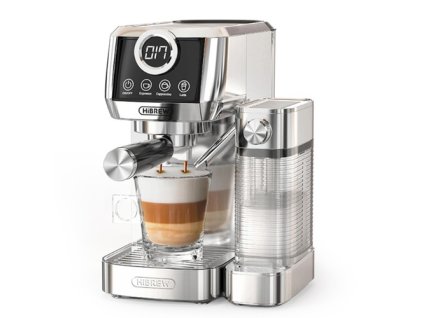 HiBREW H13A 3 in 1 Semi Automatic Coffee Machine, 6 Coffee Modes, 20Bar Extraction Pressure, 1.3L Removable Water Tank, 51mm Aluminum Alloy Handle, Dual Boiler System, 3 Adjustable Temperature Levels